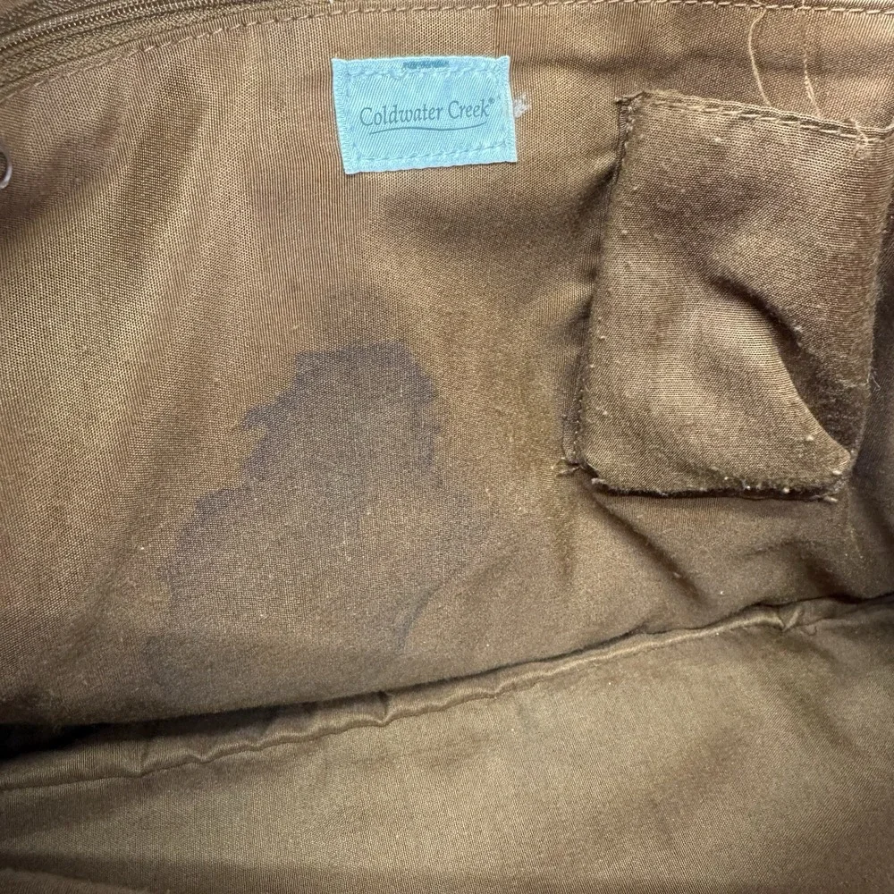 Coldwater Creek Reptile Print Divided Tote‎ w/Braided Keychain FOB, Brown